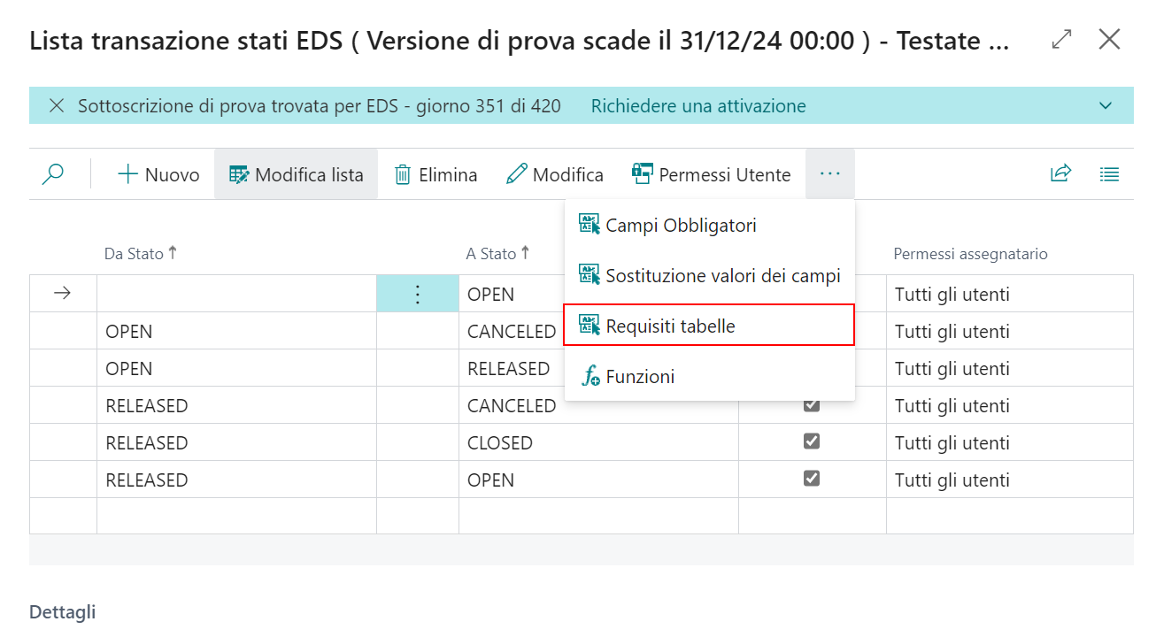 Setup requisiti tabelle, campi obbligatori e sostituzione valori - Data ...