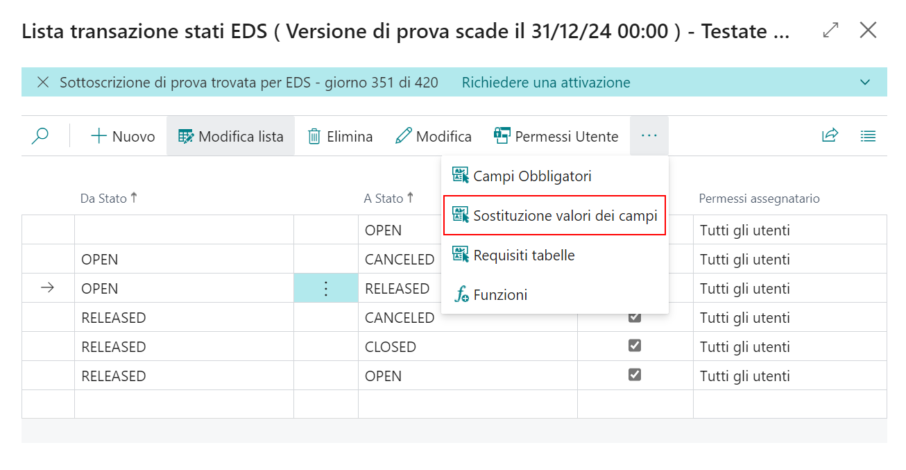 Setup requisiti tabelle, campi obbligatori e sostituzione valori - Data ...