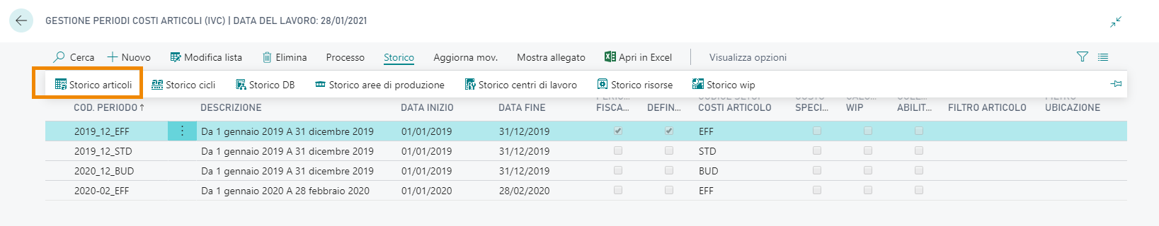 Gestione periodi | EOS Docs