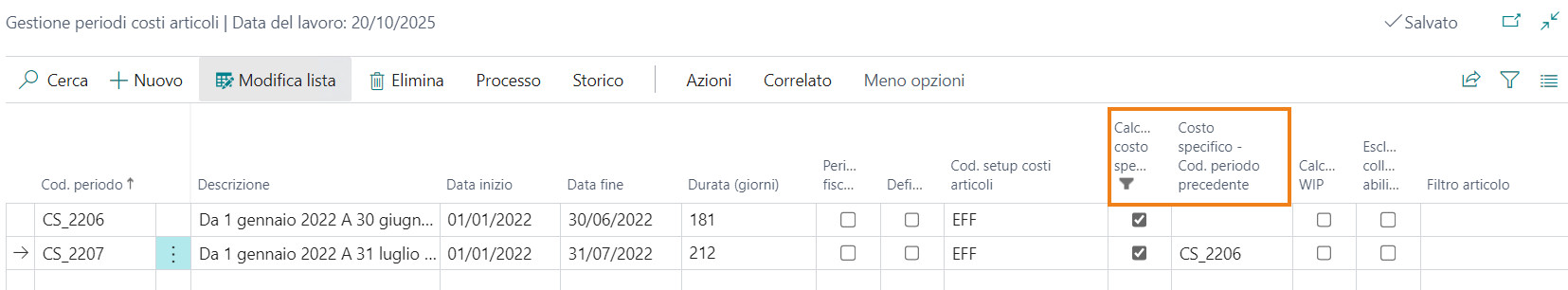 Costi specifici | EOS Docs