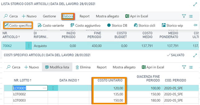 Costi specifici | EOS Docs