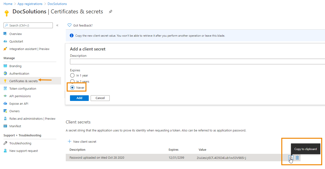 DocSolutions For Sharepoint (DCS) - Configurare Azure app, App Key e ...